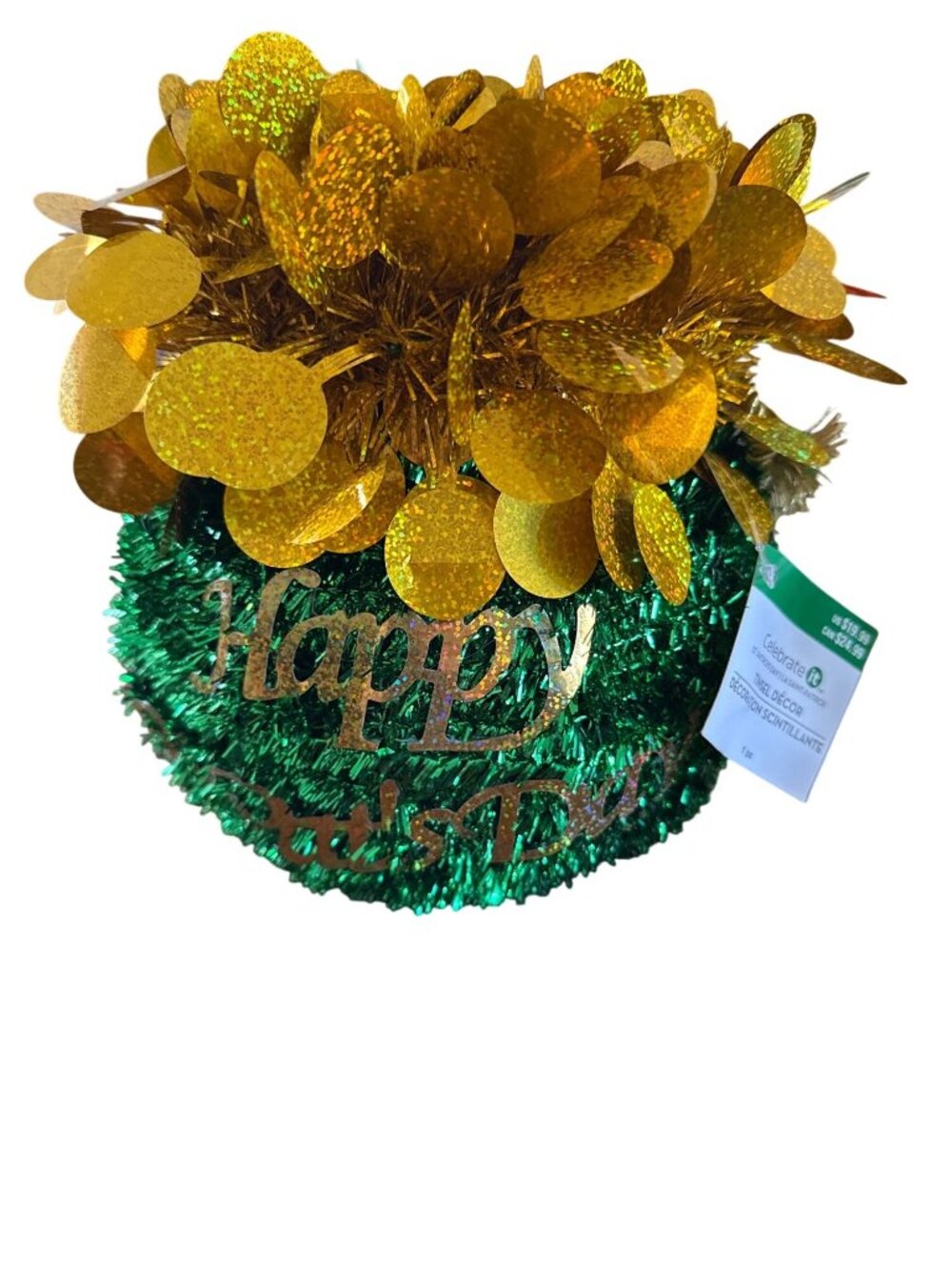 Happy St. Patricks Day Tinsel Hanging Decoration With Gold & Green Accents